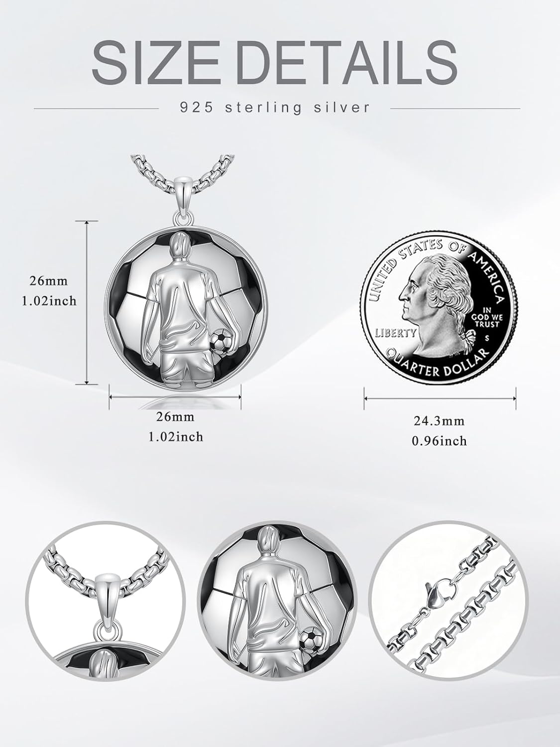 Baseball/Softball/Basketball/Soccer/Football Necklace Sterling Silver Sport Players Pendant Jewelry Gifts for Men - Image 5