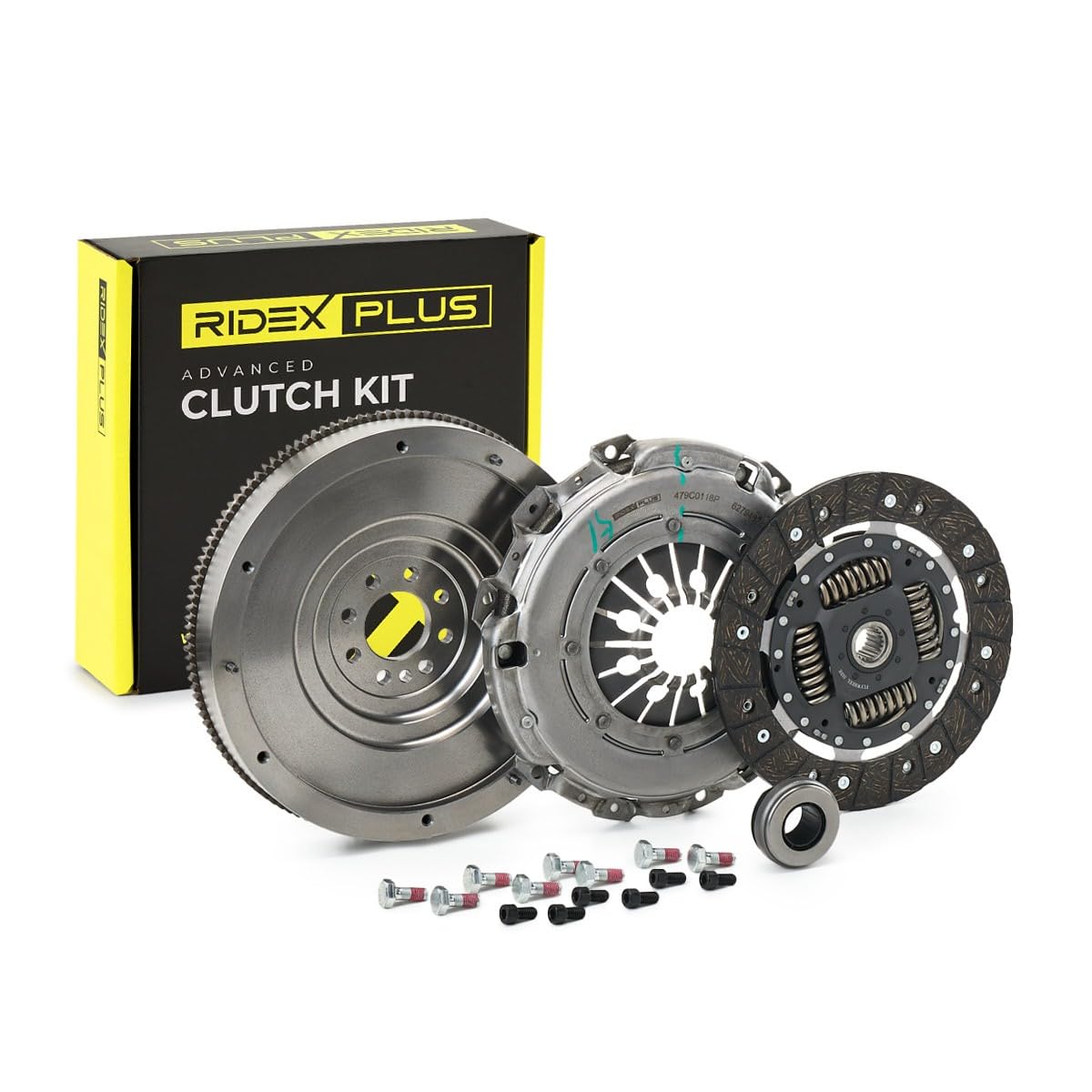RIDEX PLUS 479C0118P Kit de embrague con volante monomasa con juego de tornillos de retención con cojinete de desembrague Compatible con PEUGEOT 407 SW 6E, 6D