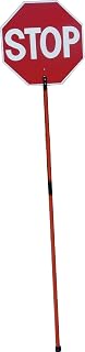 NMC PS6 Stop/Slow Sign - 24 in. x 24 in. Octagonal Reflective Aluminum Safe-T-Paddle Traffic Safety Signs with 93 in. Telescopic Handle, White Text on Red Base