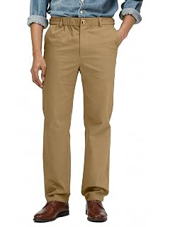 Comdecevis Mens Comfy Stretch Khaki Pants Relaxed Fit Cotton Chino Pants with Elastic Waist