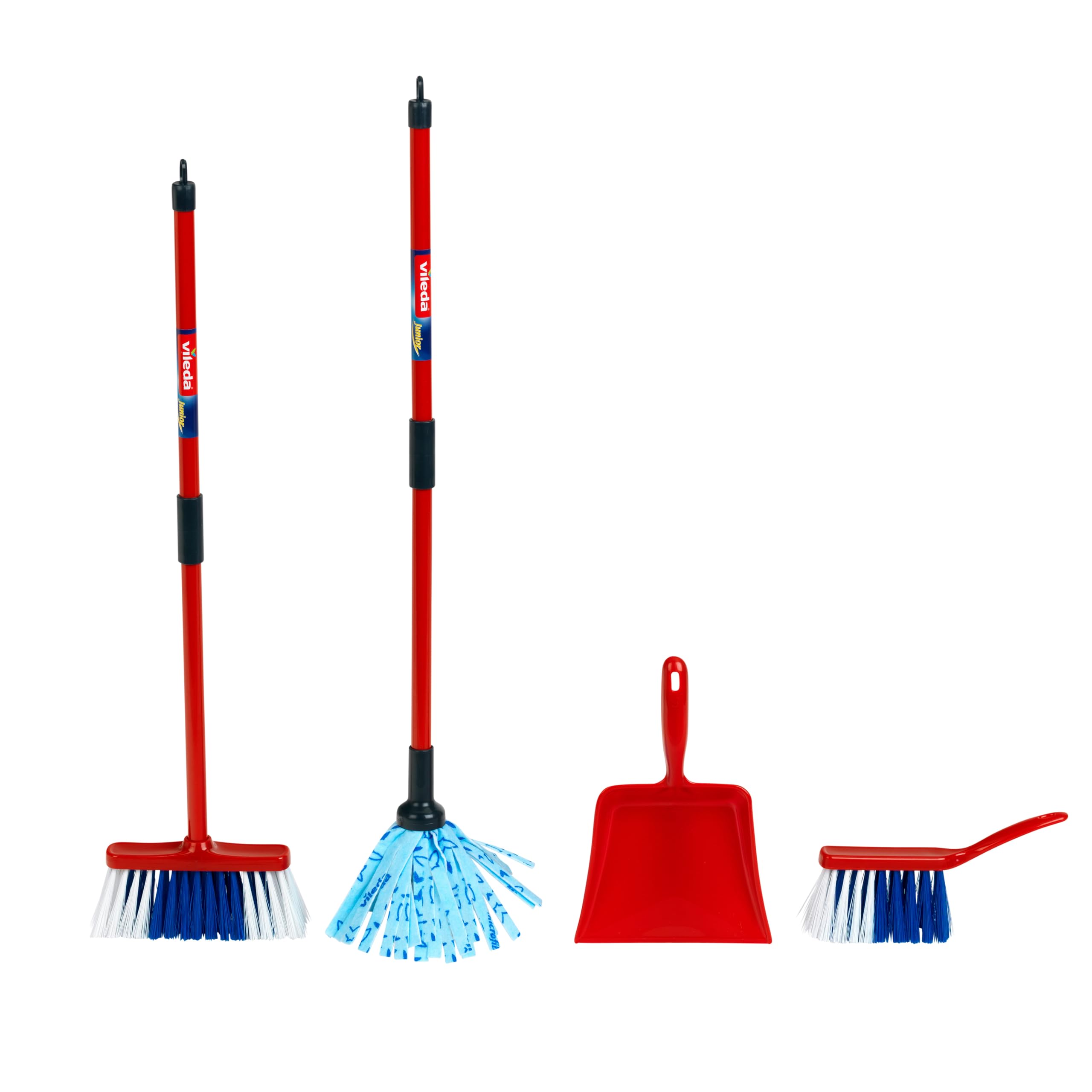 Theo Klein 6823 Zestaw do Sprzątania z Mopem Vileda, Mop, Miotła, Zmiotka i Szufelka, Popularne Wzornictwo Vielda, Zabawka Przeznaczona dla Dzieci Powyżej 3 Roku Życia