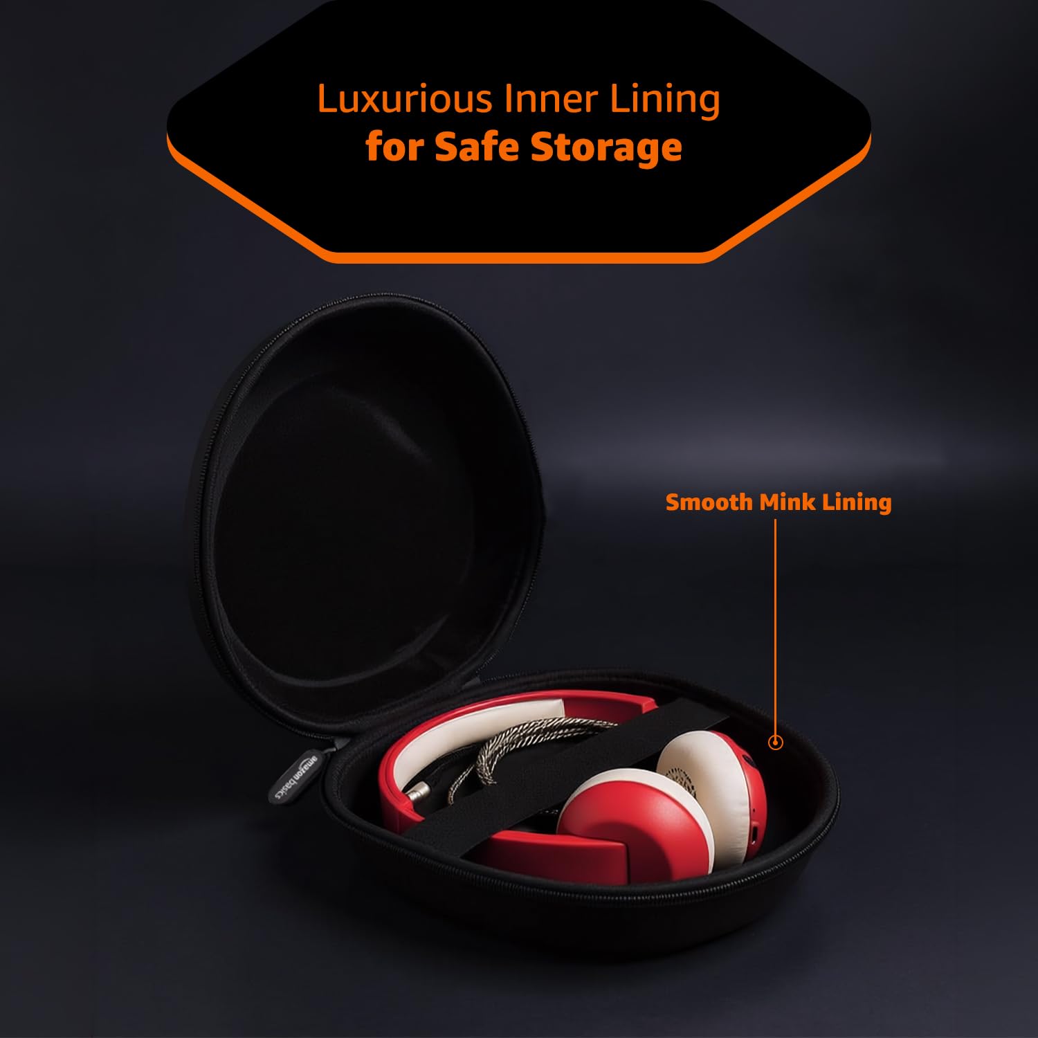 Amazon Basics Hard Shell EVA Headphone Carrying Case for Universal Oversized Over-Ear Headset, Shockproof, Water Repellent, Anti-Pressure Portable Protective Pouch/Storage Bag, Black 2