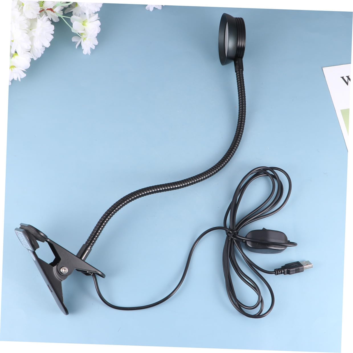 Homoyoyo Luce da Lettura Clip LED 4w 6w a Collo Flessibile Nera | Luci a 2 Livelli, Lampada in Metallo, Cavo USB Incluso, per Lettura a Letto e Uso Tastiera