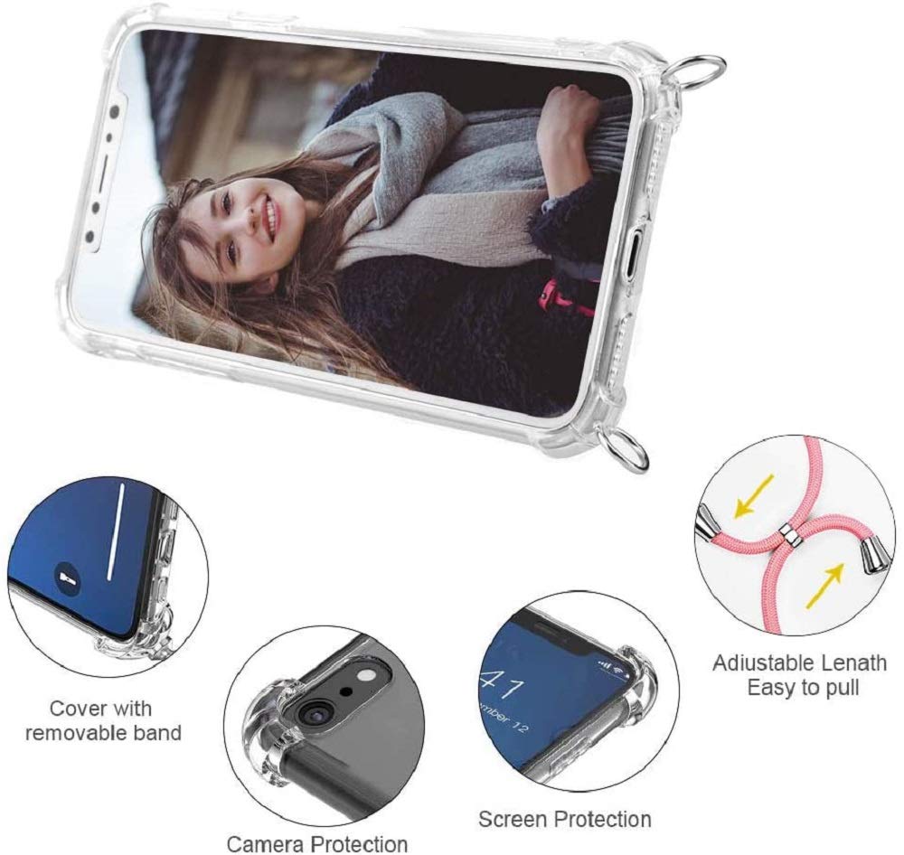 Custodia SiGrid Per Oppo A53/A53s Con Cordino E 2 Vetri Temperati – Silicone Trasparente, Cuscino D'Aria Angoli, Blu