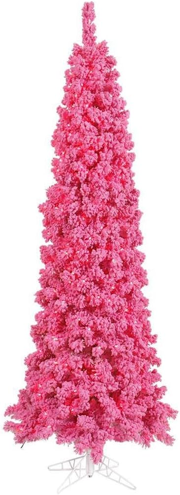 Vickerman 4.5' Flocked Pink Fir Artificial Christmas Tree, Pink Dura-lit LED Lights