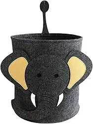 WEI LONG Linda lavanderia de feltro dobrável, cesto de roupa suja, cestas de armazenamento para crianças, meninos e meninas, escritório, quarto, roupas, brinquedos (elefante)