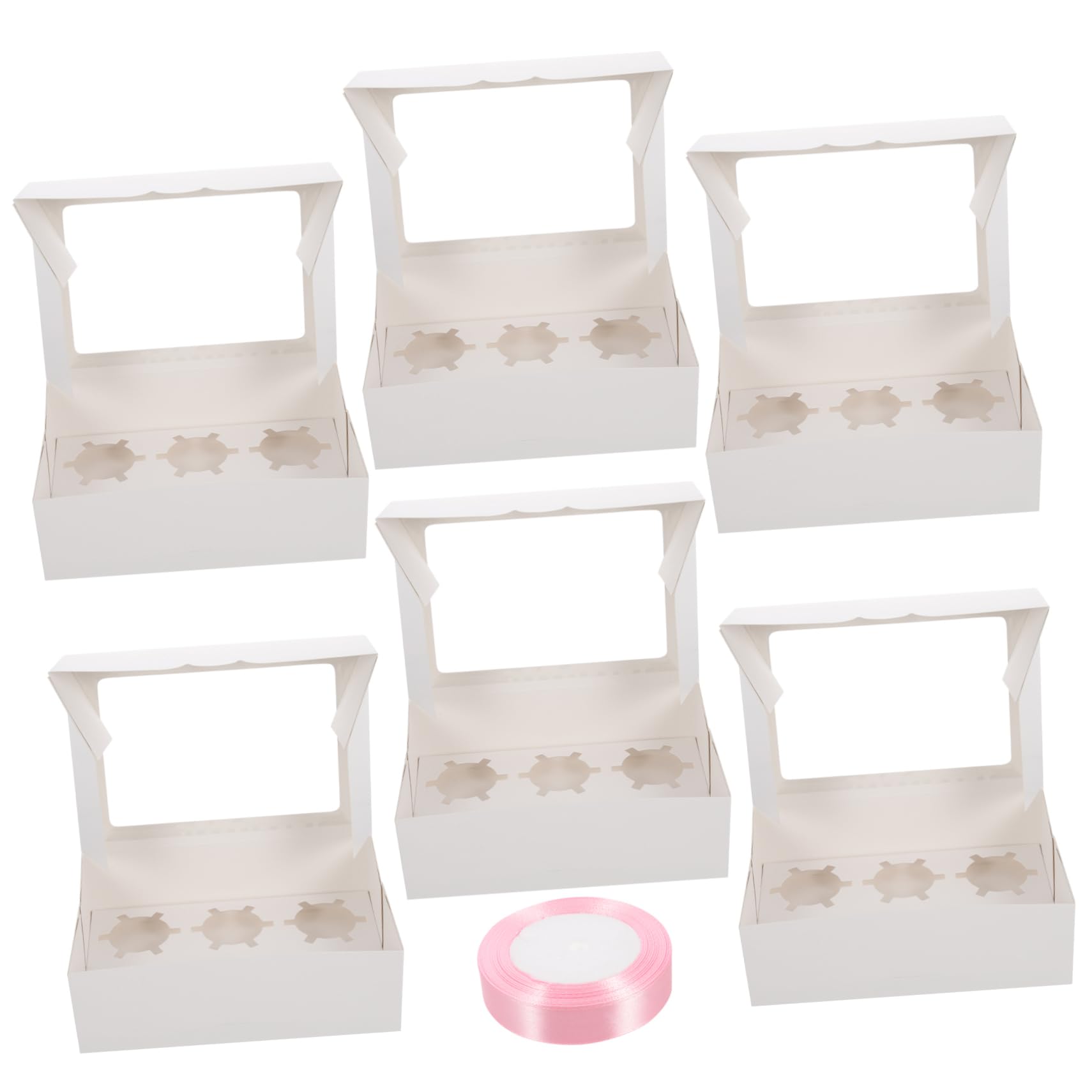 Alipis 1 Set Muffin Cake Box with Window Pastry Containers with Ribbon for Cupcakes Egg Tarts and Baked Goods for Parties and Celebrations