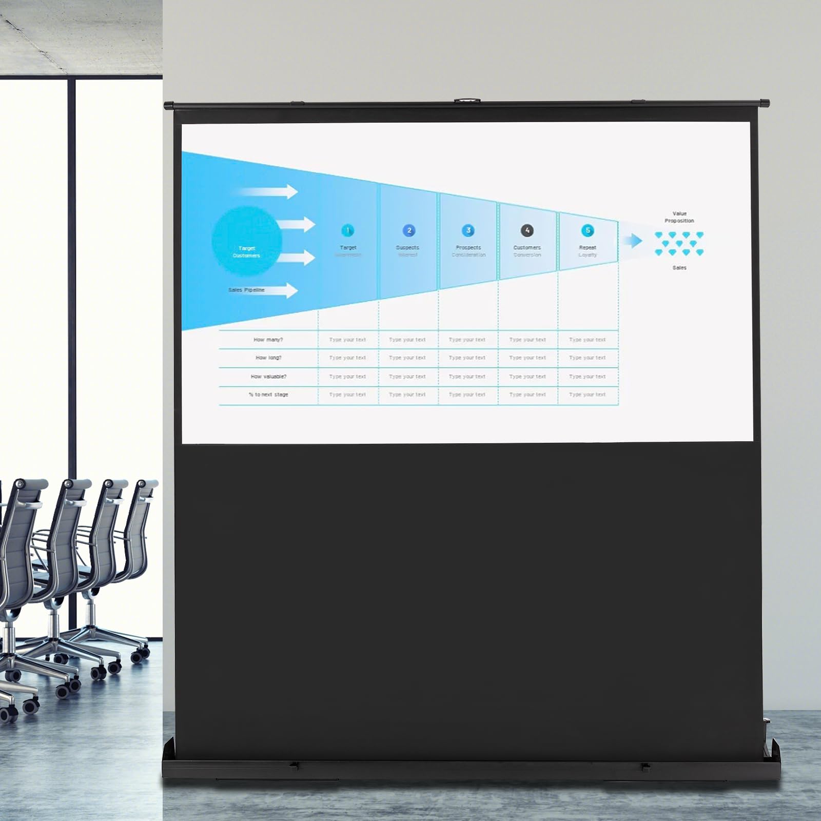 Écran de Projection Portable 80 Pouces, Facile à Transporter,Écran de Projection 4k et 8k 16:9 sur Pied Rétractable Noir Mini Prenant Pas Place Projecteur pour Café, Maison et Entreprise