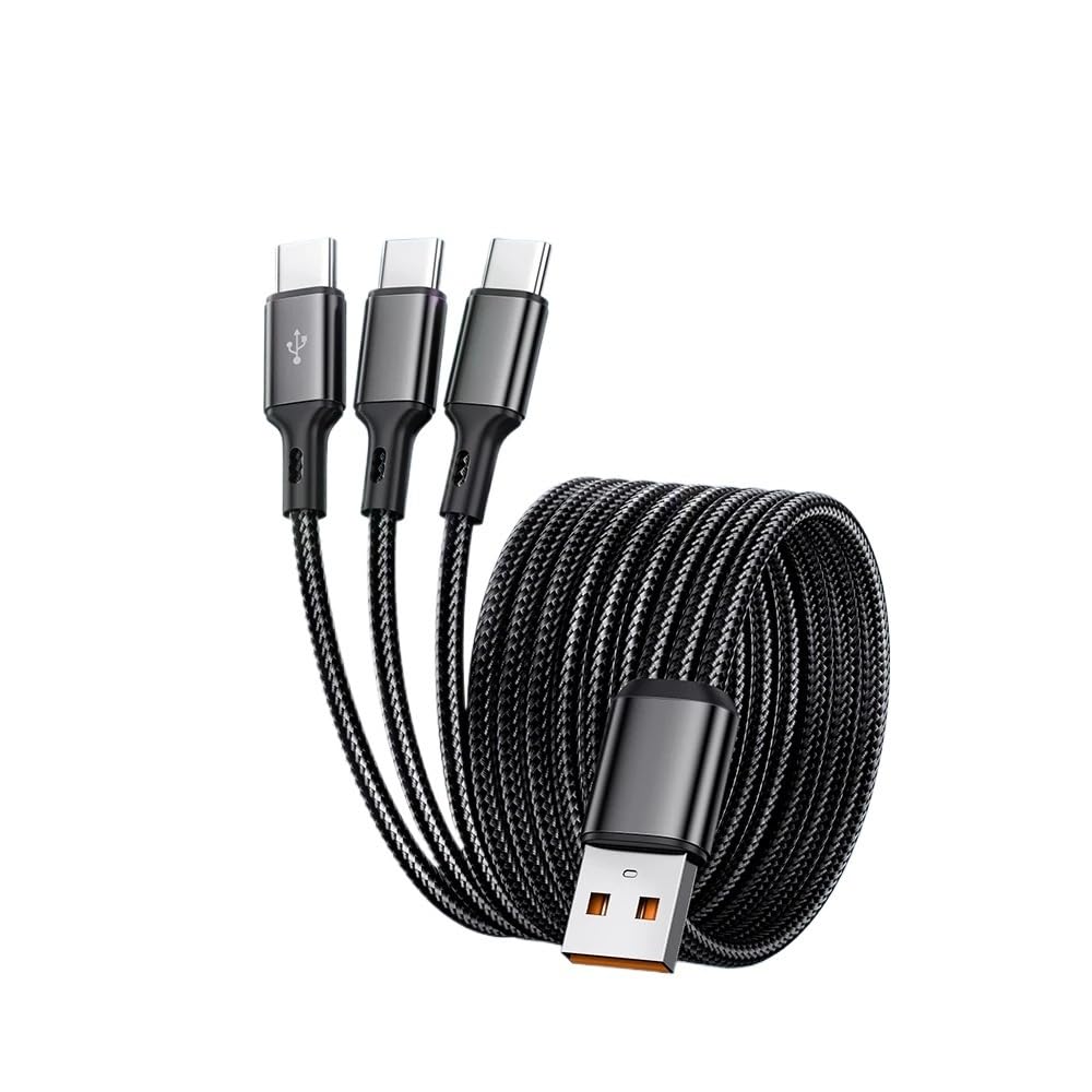 100W 6A USB-A to 3 ×t2y>pe-c 3 in 1 Fast Cable(0.2m,H)