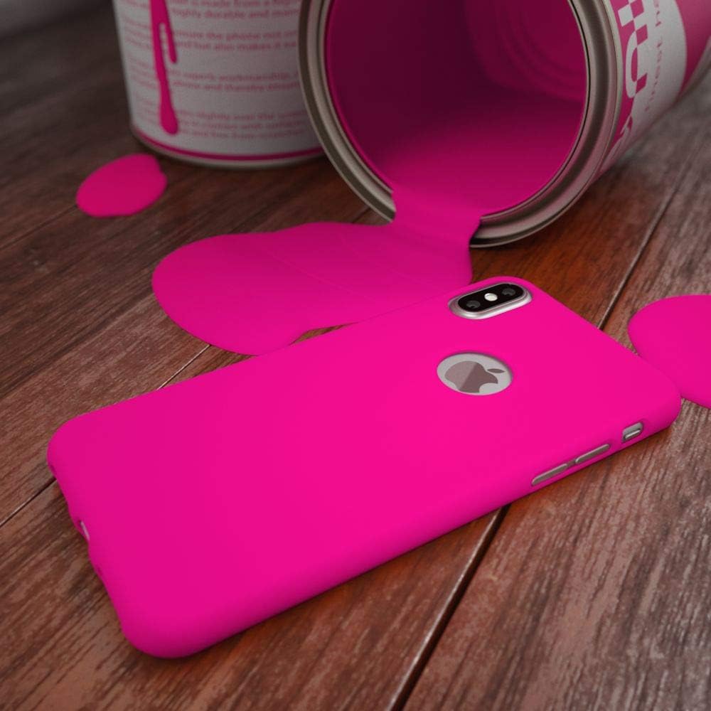 NALIA Case Compatible with iPhone Xs Max, Ultra-Thin Luminous Neon Back-Cover Silicone Protector Rubber Soft Skin, Flexible Protective Shockproof Slim-Fit Bumper Smart-Phone Back-Case, Color:Pink