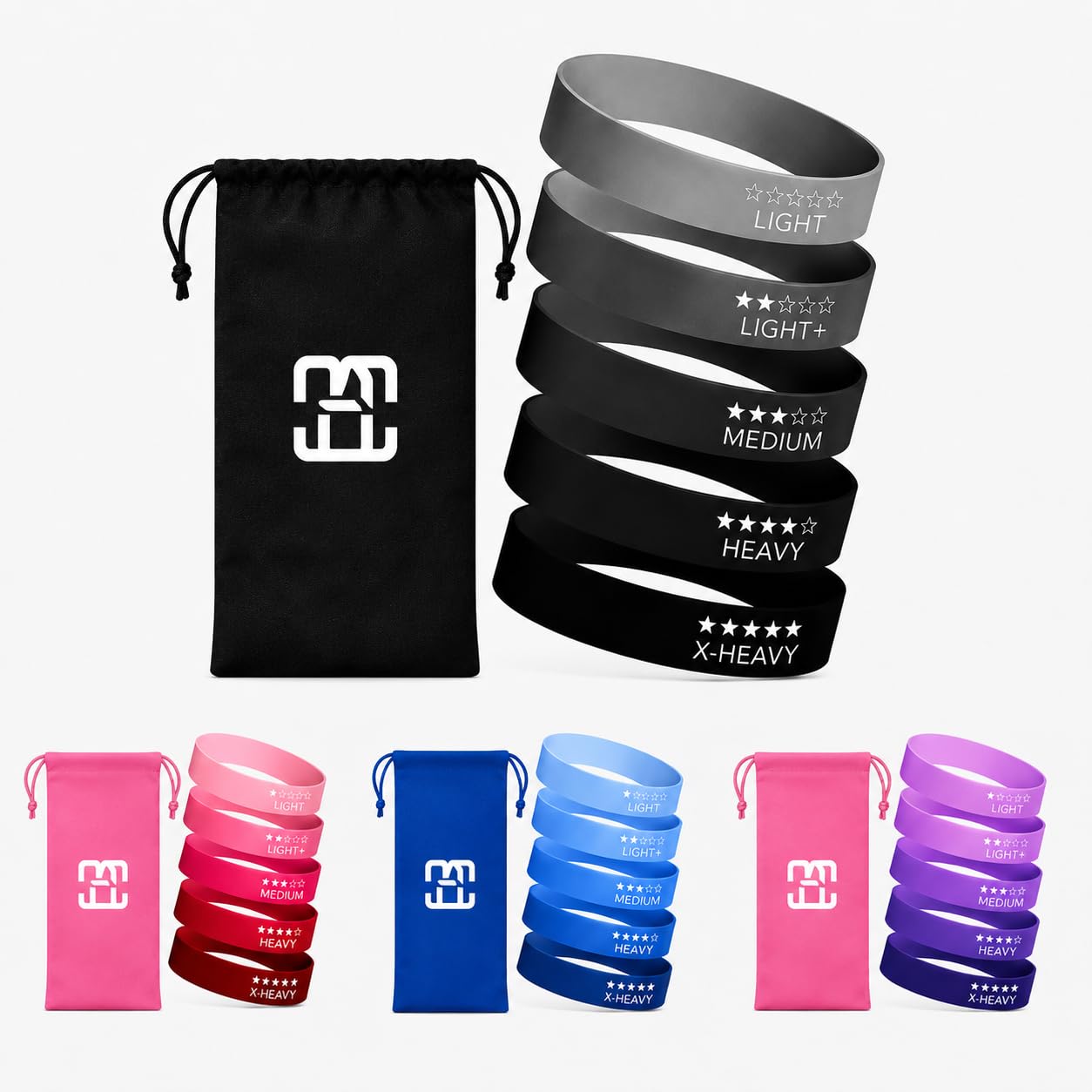 GOCHA Gadgets, 5 fasce elastiche di resistenza, per fitness, con diversi livelli di forza, per allenamento, palestra, yoga, esercizi