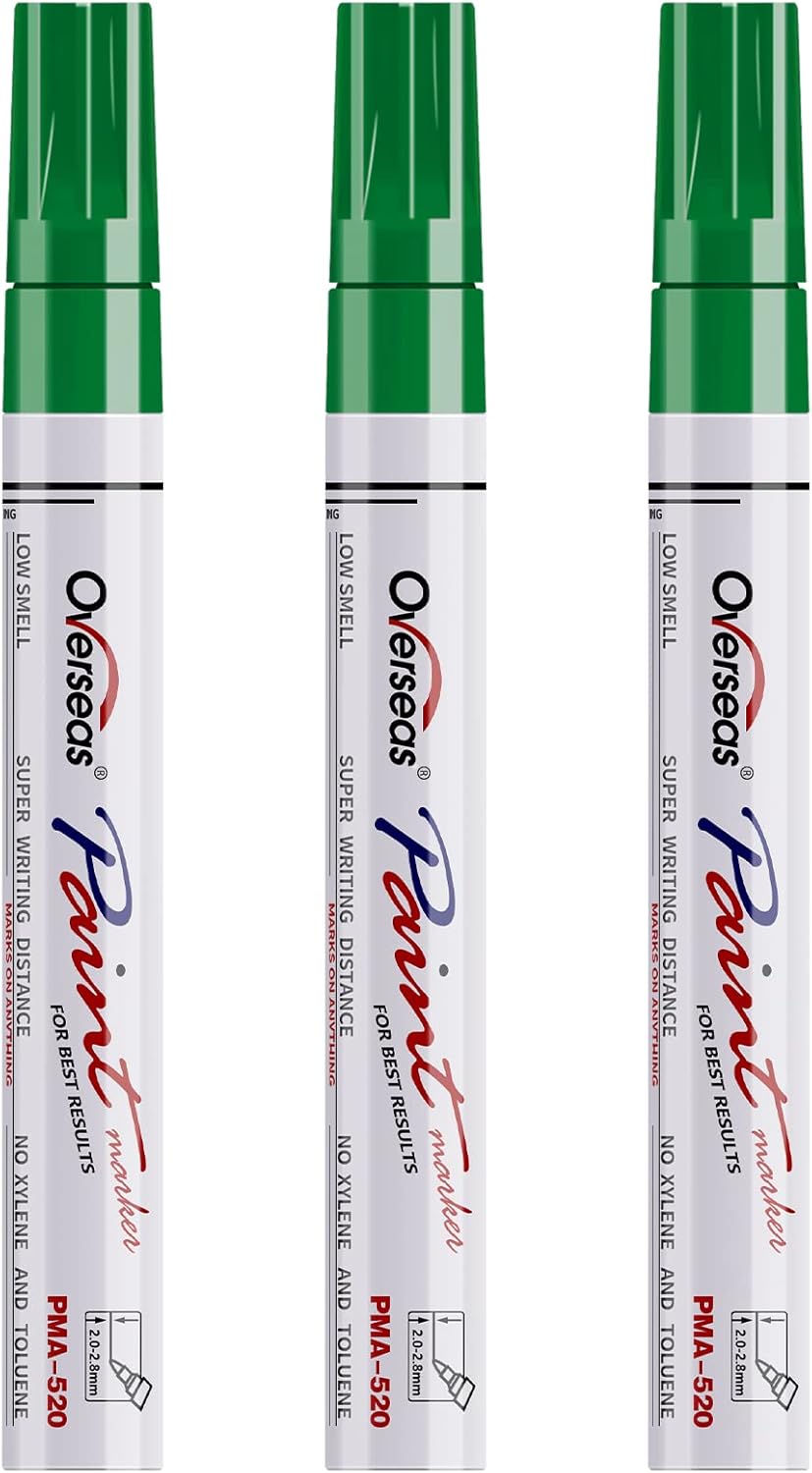 Permanent Paint Markers Pens 3 Pack Green Oil Based Paint