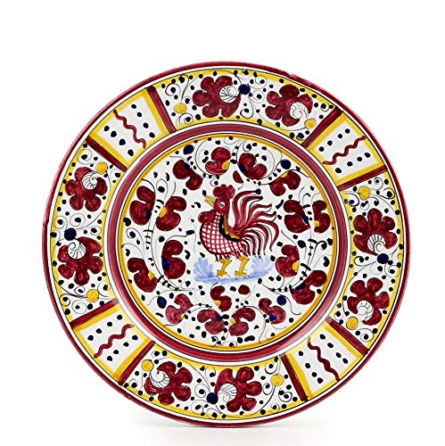 ORVIETO RED ROOSTER Salad Plate [RR0003] ~ Authentic hand painted in Deruta, Italy. Original design. Shipped from the USA with Certificate of Authenticity.