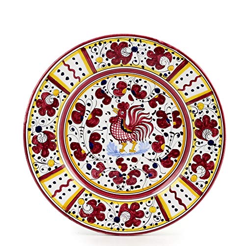 ORVIETO RED ROOSTER Salad Plate [RR0003] - Authentic hand painted in Deruta, Italy. Original design. Shipped from the USA with Certificate of Authenticity.