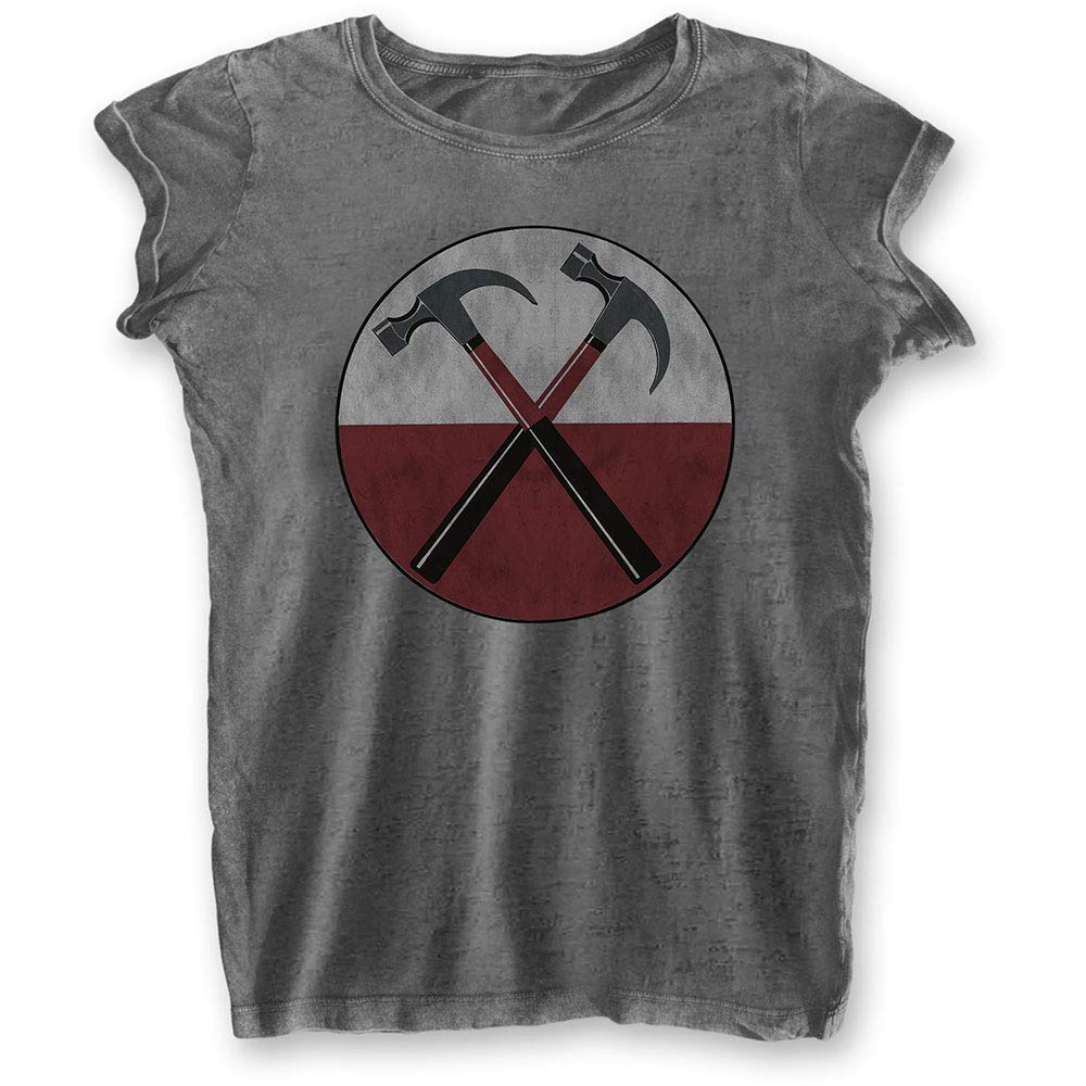 Pink Floyd Women's Charcoal Tshirt -Xl- The Wall Hammers Grey