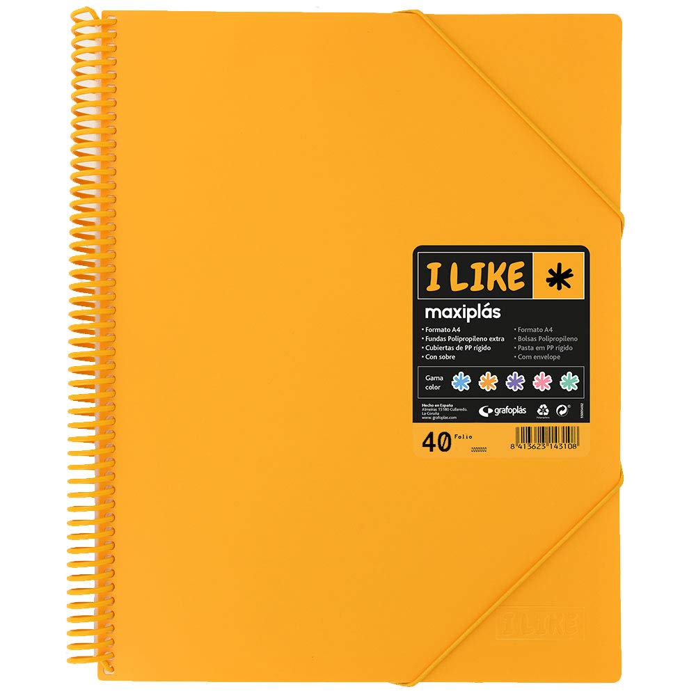 Grafoplás Maxiplás I Like - Spiral Folders, 40 Sleeves, Orange (Mandarin)