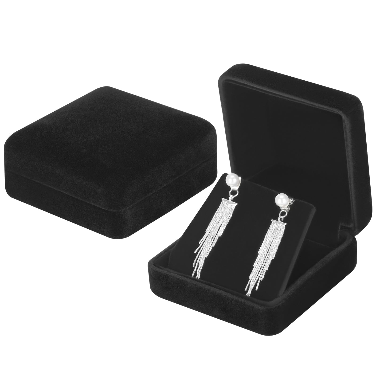 2 Pieces Velvet Metal Earring Gift Box for Women Jewelry Holder Case for Studs Necklace Pendant Elegant Earring