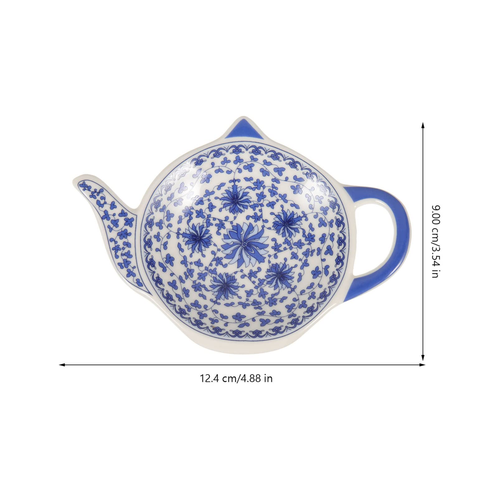 Garneck 4Pcs Teapot Shaped Tea Bag Coasters & Holders - Porcelain Tea Bag Rests and Dishes for Used Tea Bags - Snack Plates and Seasoning Dishes in Elegant Blue for Kitchen Counter and