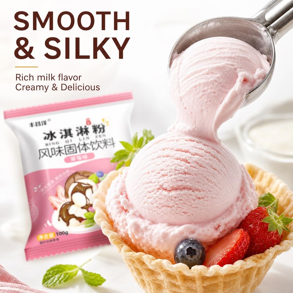 Miscela Di Gelato In Polvere A 6 Gusti - Base For Dessert Fatto In Casa Fai Da Te For Dolci E Negozi, Confezione 100 G (fragola, Mirtillo, Matcha, Cioccolato, Taro, Originale)