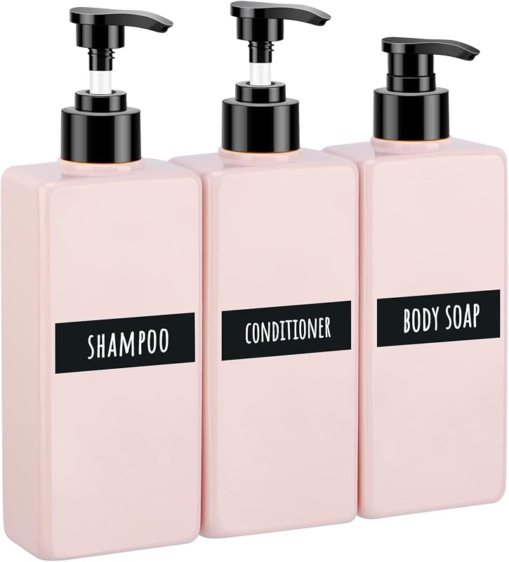 Frascos Recarregáveis com Bomba Segbeauty Rosa, 400 mL, Pacote com 3