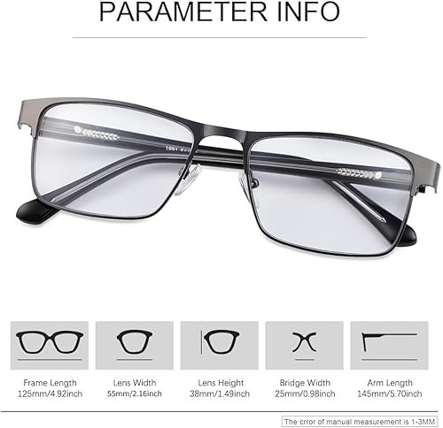 Miniatura 3 de YIMI Lentes de sol fotocromáticos para miopía con bisagra de resorte UV400, lentes de sol con luz azul para hombres y mujeres (negro, -3.5,