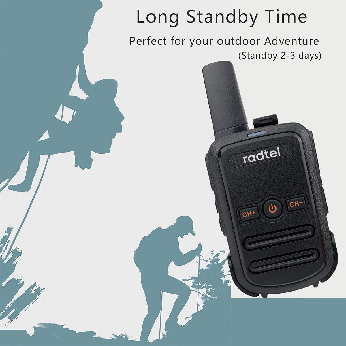 Radtel RT12 PMR 446 Walkie Talkie Recargable 16 Canales de Radio sin Licencia CTCSS DCS Walky Walky Radio con Carga USB para la construcción Restaurante Supermercado（4 Pack） (Negro)