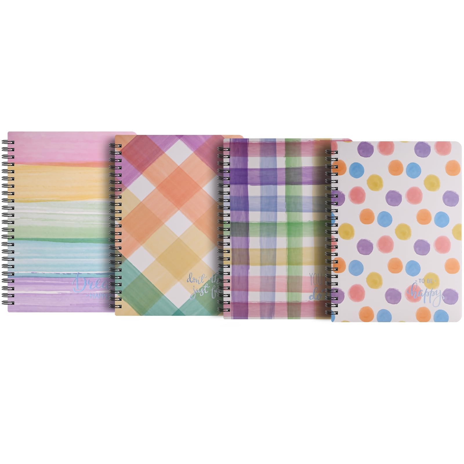 Excefore A6 Notebook Set, 4 Pcs Spiral Bound Hard Cover Notebook, Portable Notebook with Waterproof Cover, Cute Notebook Gift Choose (A6, 160 Page)