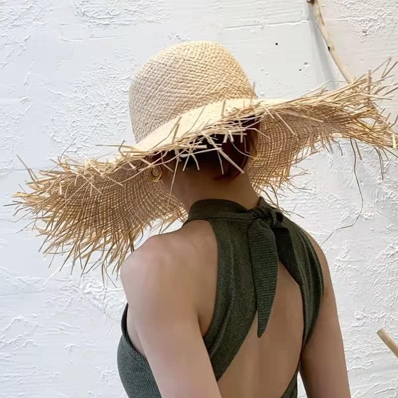 LNNSHX Sombreros de Mujer de ala Ancha, Sombrero de Playa Plegable y Flexible, Gorras para el Sol para Bodas navideñas (D 6 5/8)