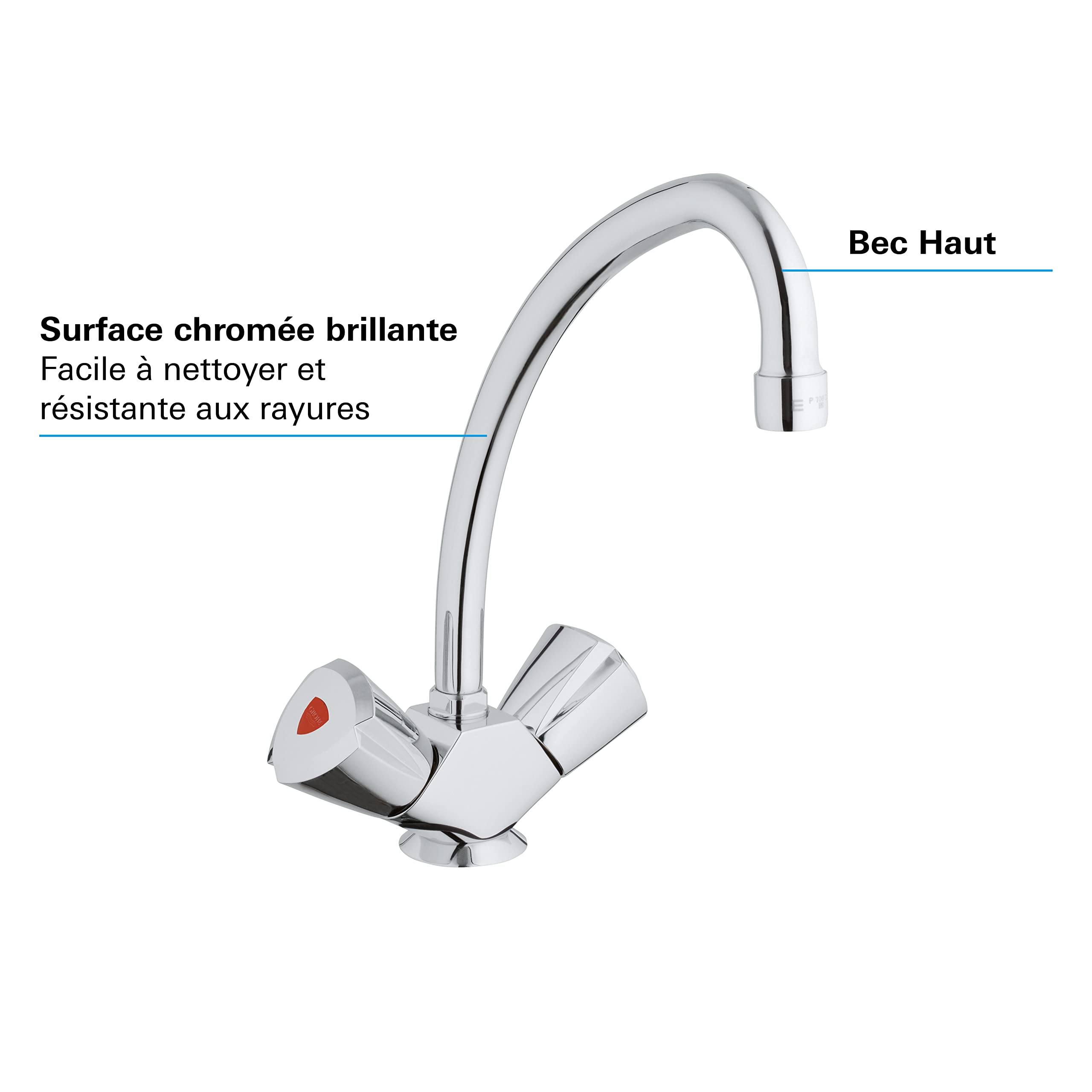 GROHE Robinet mélangeur évier de cuisine costa Trend, solide et durable, installation et entretien facile, chromé, 31072000 (Import Allemagne)