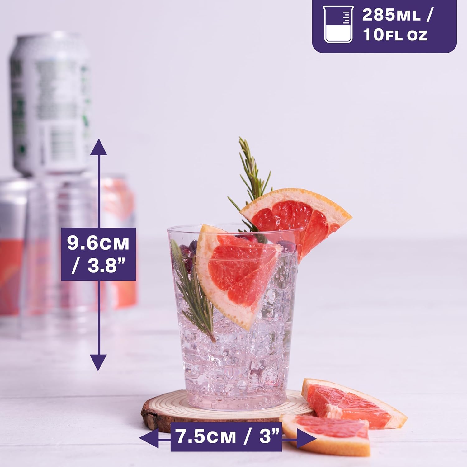MATANA 250 Premium Plastikbecher, Partybecher, Trinkbecher (285ml / 10oz) – Hartplastik Becher, Kunststoffbecher, Mehrwegbecher, Cocktailgläser, Plastikgläser für Hochzeiten & Partys