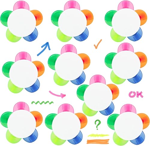 10 rotuladores de pétalos a granel, 5 en 1 con forma de flor multicolor para estudiantes y profesores, aula y oficina, suministros estéticos de