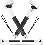 HiBloks Poignées d'extension de contrôleurs pour Meta/Oculus Quest 2 Accessoires, Support d'extension de poignée de long bâton, améliorer l'expérience pour jouer aux jeux de sabre de battement, VR Golf Club et autres jeux similaires