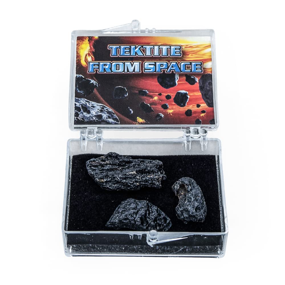 CXD-GEMCXD-GEM Black Tektite Crystal Collection Meteorite Stone from Space Healing Crystal Specimen Box 0.5-1inch