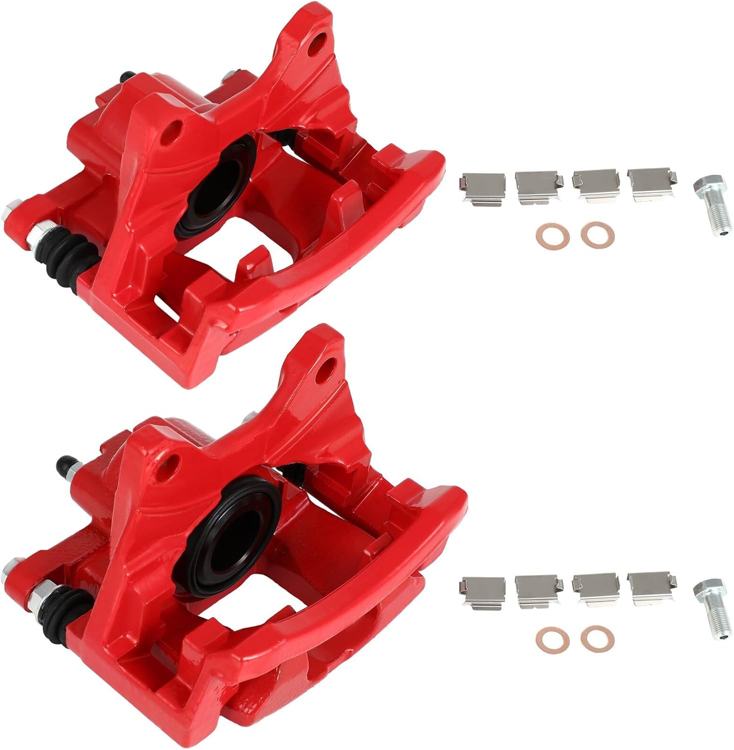 INEEDUP Rear Left & Right Disc Brake Caliper Assembly With Bracket 18B5046 18B5047 For Dodge Nitro 2007-2011,For Jeep Liberty 2008-2012,For Jeep Wrangler 2007-2017,For Jeep Wrangler JK 2018 Red
