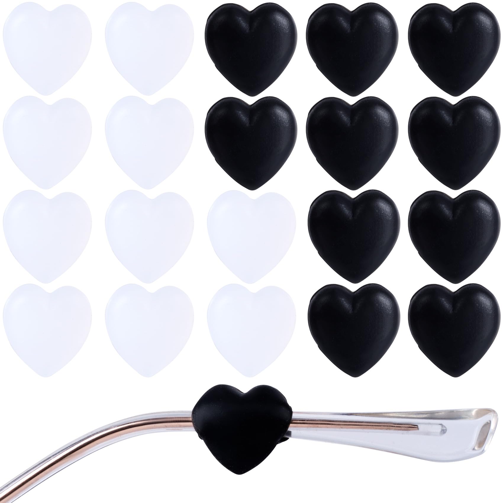 BEIQIYA Silicone Ear Grips for Glasses, Cute Heart Eyeglasses Stopper for Men & Women