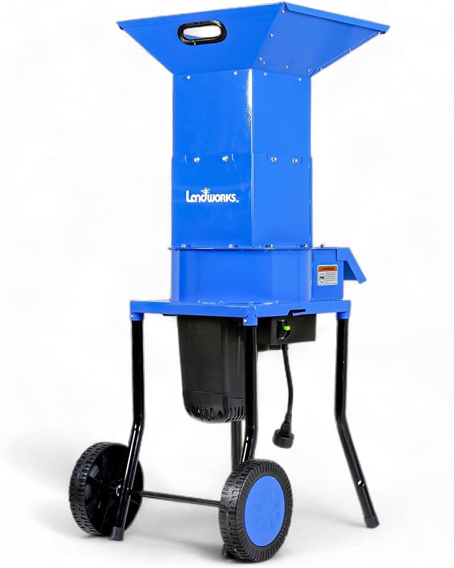 Landworks Leaf Mulcher Shredder Electric | Green and Waste Management 120V AC 11" Inch Cutting Blade 5" Inch Cutting Capacity for Leaves, Grass, & Clippings