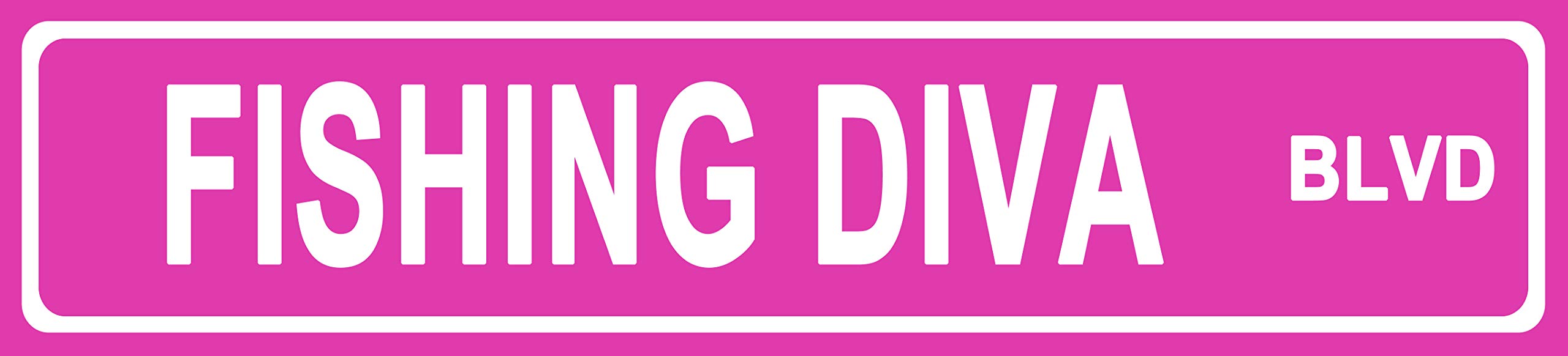 Makoroni - Fishing Diva Princess Aluminum Metal 4x18 inc. Decorative Street and Room Sign