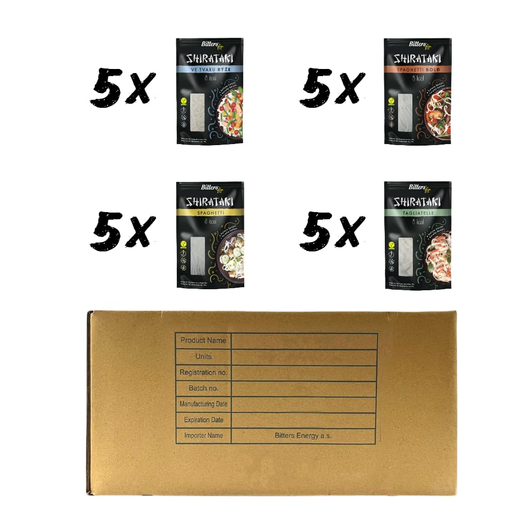 Bitters Shirataki MIX Pasta di Konjac - 5xSpaghetti Slim, 5xBold, 5xRiso, 5xTagliatelle - 20x200g