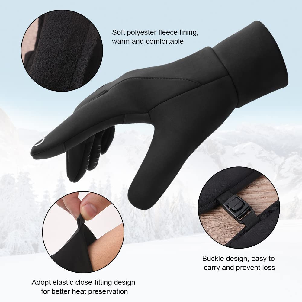 flintronic Guanti Invernali Ciclismo Uomo Donna-Touch Screen Pile Polare, Antivento, Impermeabile e Antiscivolo Tenere Caldo Unisex Guanto per Trekking/Sport Scooter/Bici/Moto/Mtb Corsa/Sci(L,XL)