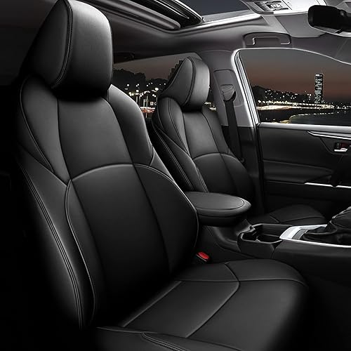 JXAUTO - Funda de asiento de automóvil para Toyota CHR 2018-2023, de piel sintética, protector compatible con bolsa de aire, impermeable, juego