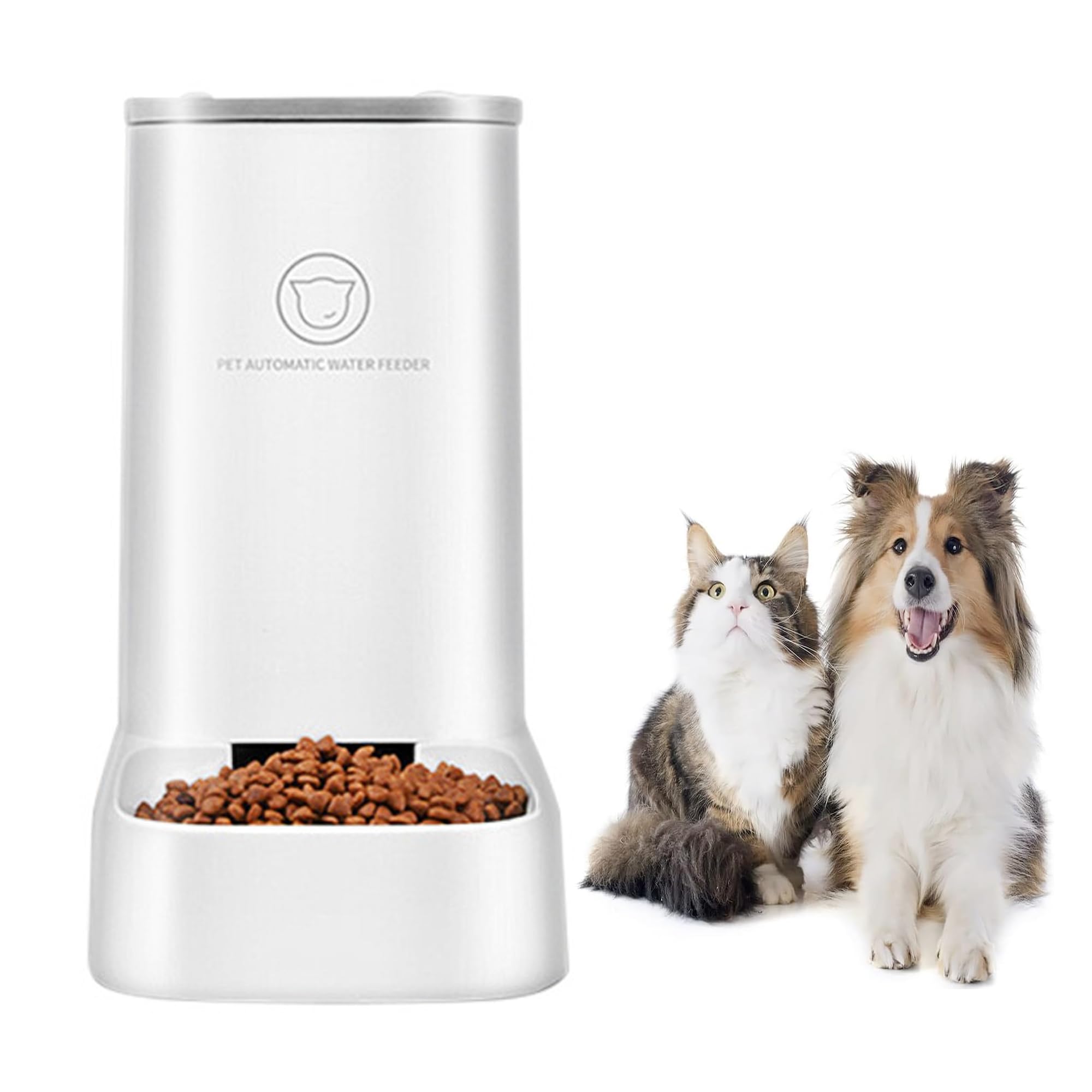 Automático Comida Gatos Comederos, Ocupa un área de 0.045 Metros Cuadrados, Más pequeño Que el Papel A4, Diseño extraíble, fácil de Limpiar, Suministro de Gravedad, sin Comida atascada(3.8L/Blanco)