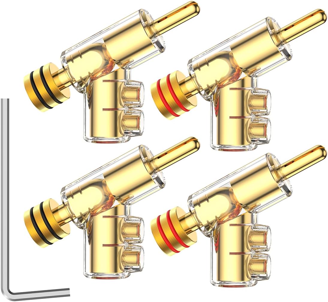Viborg 4 Conectores Banana 24K Oro Ángulo 45 Grados