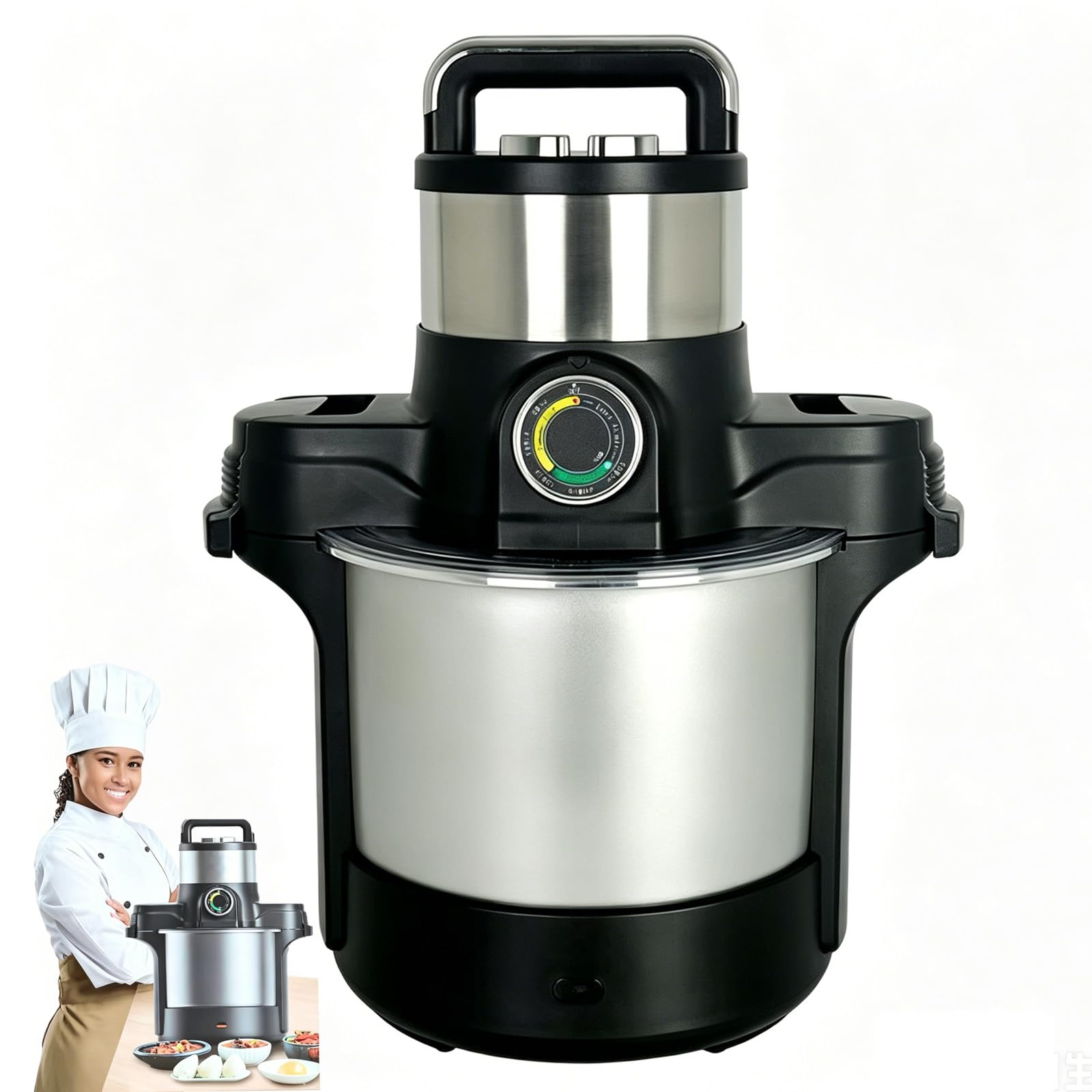 Machine À Piler L'igname 1 600 W, Robot Culinaire En Acier Inoxydable Pour Le Fufu, L'amala Et Banku, Facile Nettoyer, Avec Minuterie, Conception Sûre Pour Un Pilage Douceur De