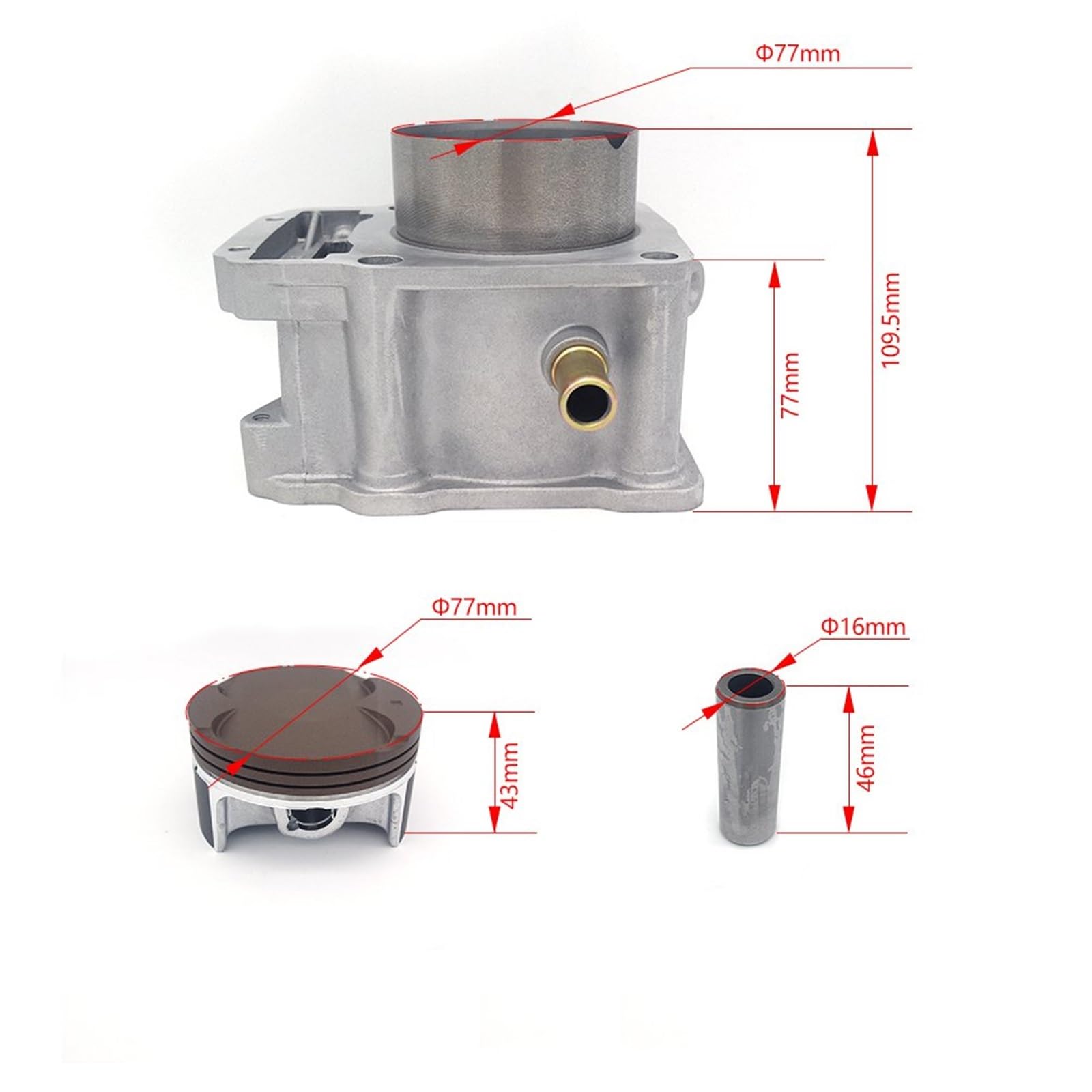 Kit Cilindro Moto Blocco Cilindro, Guarnizione Testa Pistone, Spinotto Fasce Elastiche Per ZONGSHEN CBS350 CBS300 ZS174MN-3, Aggiornamento A 350cc