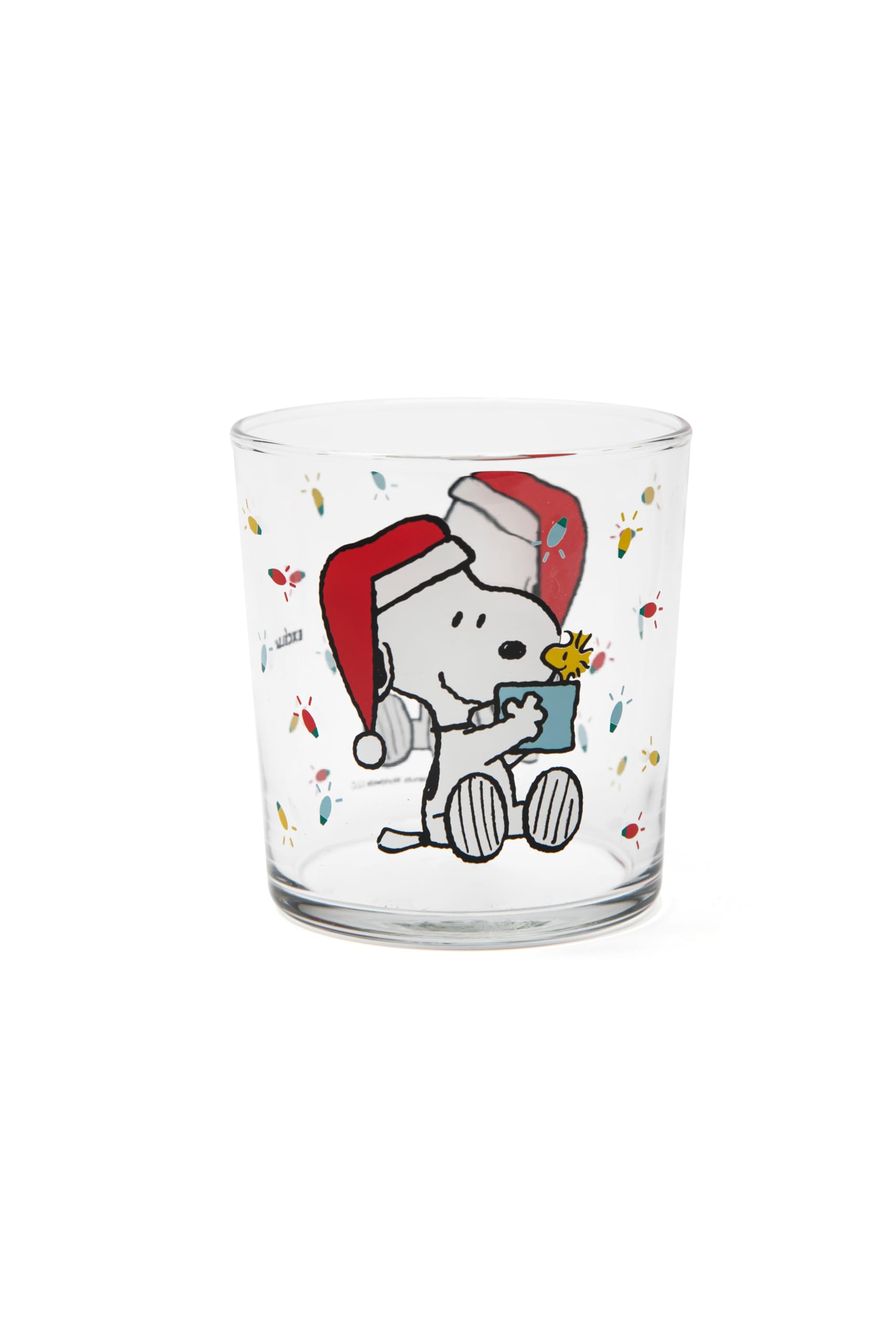 Excelsa Peanuts Shiny & Bright Set 6 Bicchieri in Vetro Natalizi, Decorati con Snoopy e Woodstock, 350ml, 8,5x8,8 cm, Lavabili in Lavastoviglie