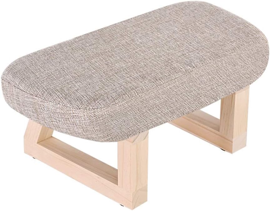 Ottomans Footstools Nordic Solid Wood Tatami Pouf Creative Upholstered Footstool/Footrest Change Shoe Bench for Adults and Children (Color : A)