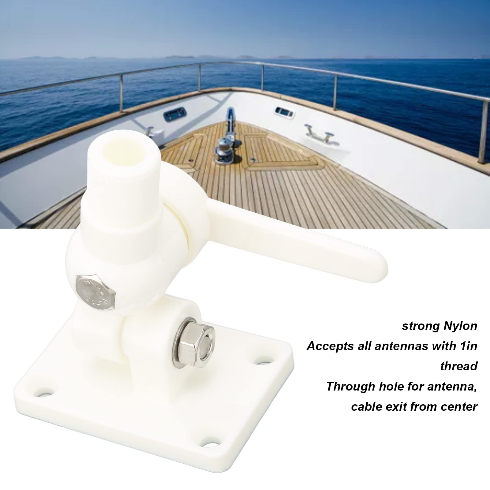 Abrazadera de Montaje de Trinquete, Montaje de Trinquete Nylon Ultra Fuerte de Alto Impacto Amplia Aplicabilidad Soporte de Antena Marina para Antena de Barcos