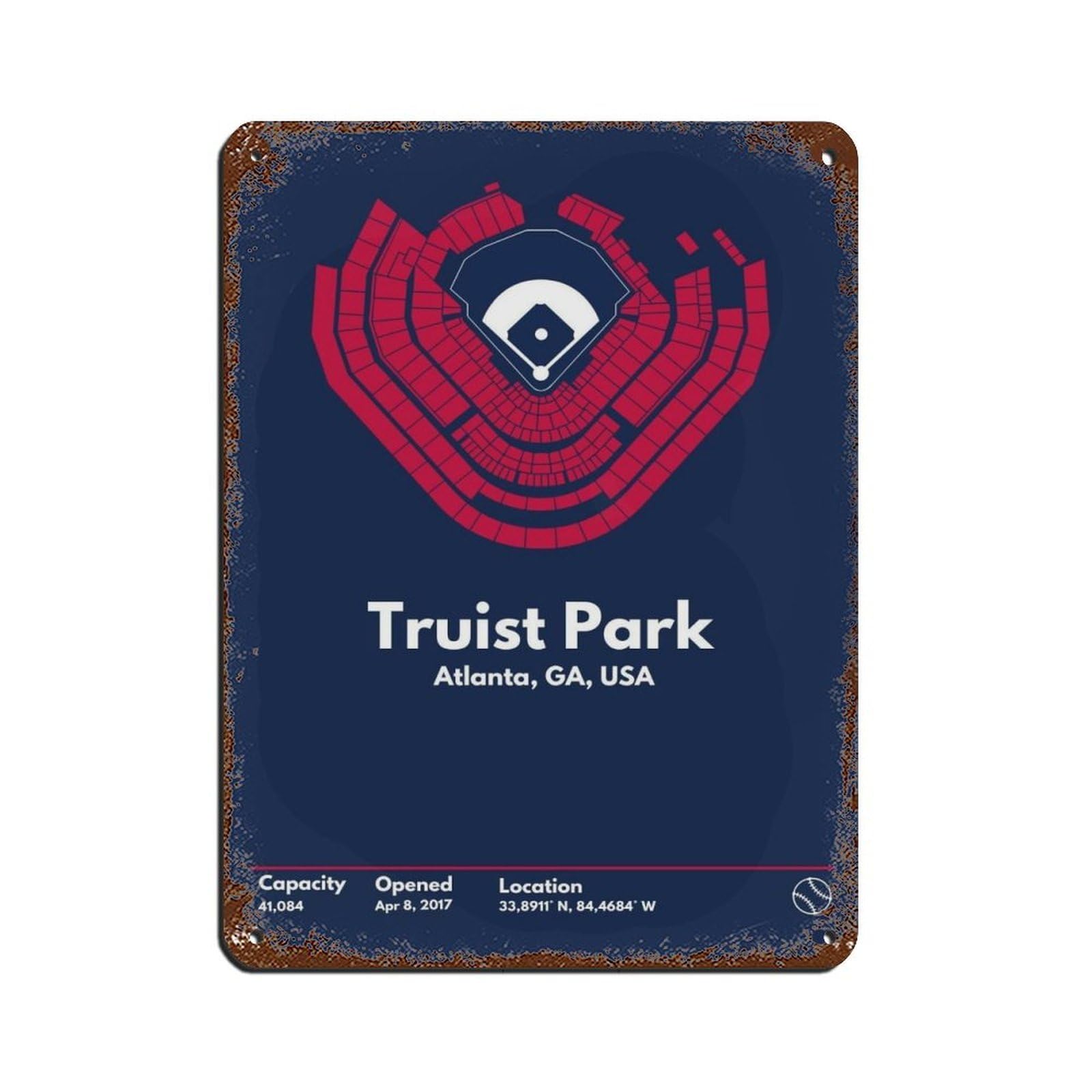 Atlanta Braves Art Poster Retro Poster Metal Tin Sign Chic Art Retro Iron Painting Bar People Cave Cafe Family Garage Poster Wall Decoration 12x16inch(30x40cm)