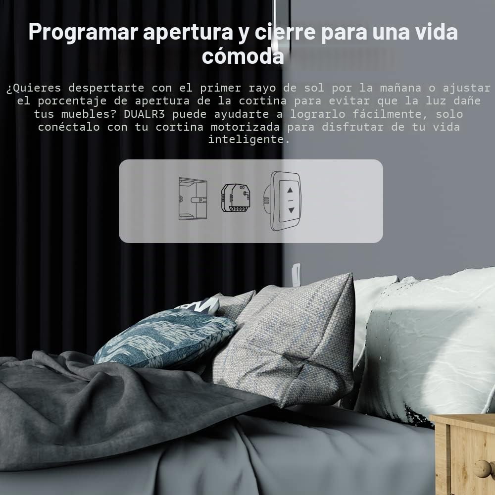 SONOFF Módulo de interruptor de cortina inteligente WiFi de 2 vías con relé dual para cortinas motorizadas, persianas, persianas, funciona con Alexa, no requiere concentrador, DUALR3 Lite
