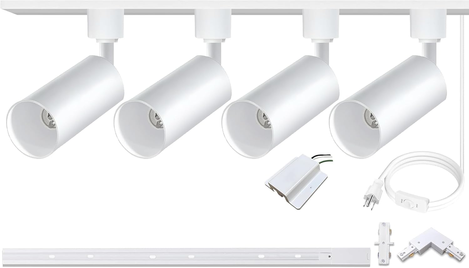 White GU10 LED Track Lighting Kit, GU10 Track Light Heads with 3.28FT H Track Light Rail 4PCS Ceiling Spotlight Fixture for Home and Shop, No Bulbs
